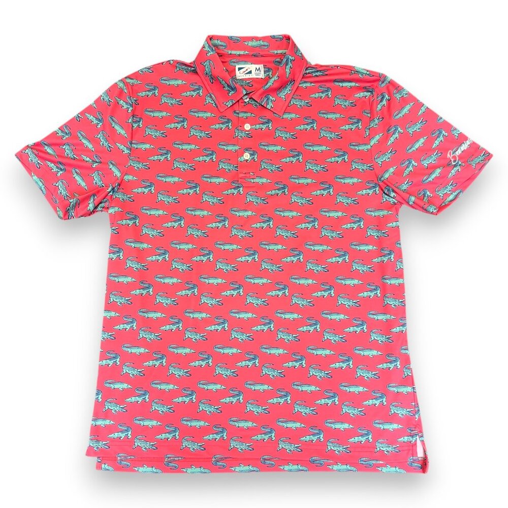 Bermies Men's Gator Pattern Polo Size Medium